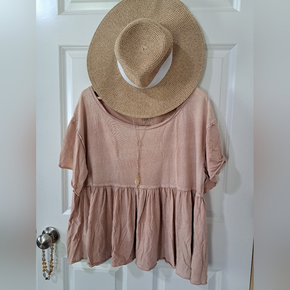 We The Free Babydoll Top 100% Cotton Large Blush - Picture 3 of 14